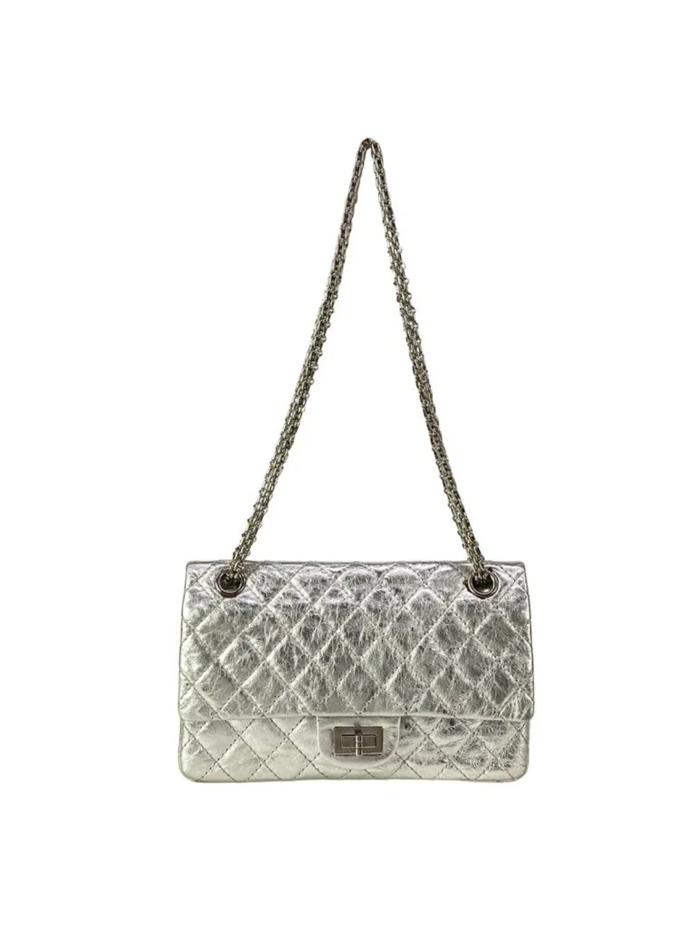 Chanel Shoulder Bag 2.55 Quilted Silver Mademoiselle Chain Lambskin